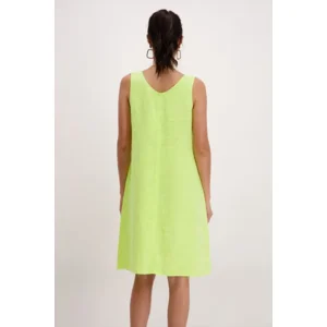 Signe Nature Kleed: Linnen, Lime kleur, Zonder mouwen ( Signe.1300 )