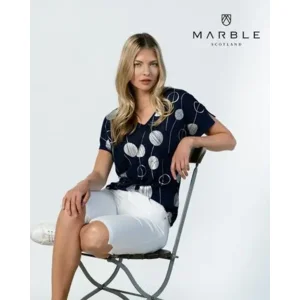 Marble T-shirt: fijn gebreid ( Blauw ) ( MAR.119)