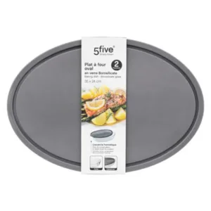 5Five Ovenschaal glas ovaal transparant met deksel 35 x 24 x 6.5 cm