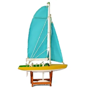 Miniatuurboot “blauwe vlag met romp geel” Hoogte 40 cm Fx 246T-25 E