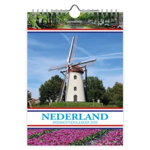 Week kalender - 2026 - 12 provinciën - Molen - 16,5x23cm