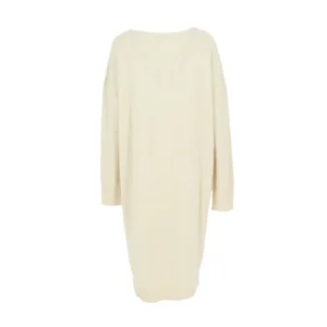 Signe Nature Kleed: Ecru, gebreid V hals ( SIGNE.1114 )