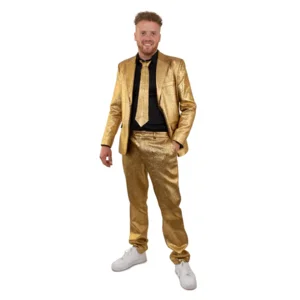 Kostuum - Goud - Colbert, broek & stropdas - Maat 56