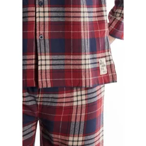 Tom Tailor Pyjama Heren: Flanel, doorknoop model, Bordeau ( TOM.41 )