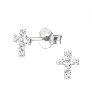 925 zilveren oorbellen  Swarovski® kristallen kruisje