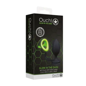 Ouch! Glow in the Dark Butt Plug Met Ball Strap 10 Cm