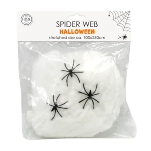 Spinnenweb - Wit - Incl. 3 spinnen - 20gr.