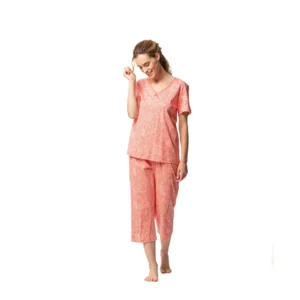 Egatex Dames pyjama: korte mouw / capri broek, Coral ( EGA.484 )