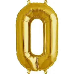 Folieballon getal goud op stokje 0