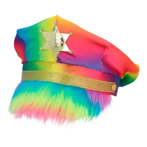 Regenboog Sheriff pet - Regenboog politiepet met fluffy kap