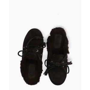 Posa Boat Loafer Mule Fur Donkerbruin Damesslippers