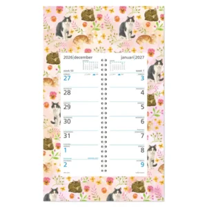 Kalender - Roze bloemenpracht - Franciens katten - Omleg op schild - 2027