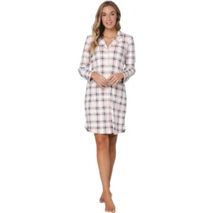 Pastunette nachthemd dames: Light brown, doorknoop, Fleece ( PAS.109 )