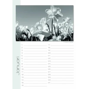 Verjaardagskalender - Black & white flowers