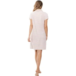Pastunette Rebelle Dames nachthemd: Beige Gestreept, Terry badstof ( zomerse badstof ) ( PAS.87 )