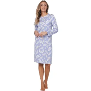 Pastunette dames nachthemd: Blauw, katoen, 105cm ( PAS.141 )
