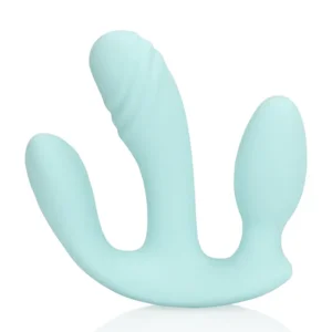 Loveline Three In One Liquid Silicone Vibrator Breezy Blue 12 cm