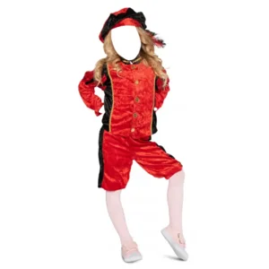 Kostuum - Piet - Rood - Velours - mt.140
