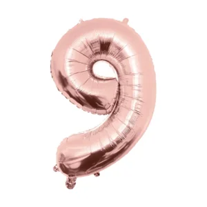Folieballon - 9 jaar - Rosé goud - 86cm - Zonder vulling