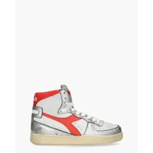 Diadora Heritage Mi Basket Metal Mixed Wit/Zilver/Rood Damessneakers
