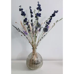Droogbloem Boeket Paars & Ecru – Inclusief Vaas