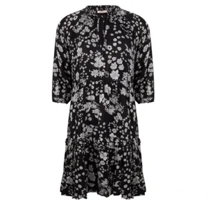 Esqualo Kleed: Zwart flower volants ( ESQ.187 )