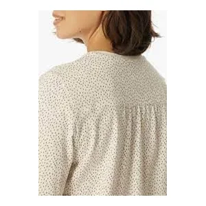 Schiesser damespyjama 180062 lichtbruine broek , sandkleurig bovenstuk met bruine print