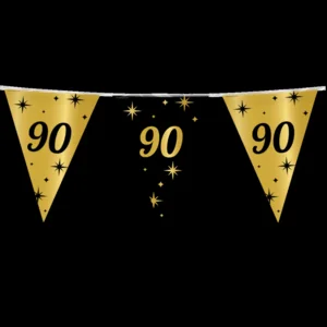 Vlaggenlijn - 90 jaar - Goud, zwart - 10m
