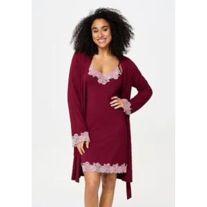Lingadore Port Desire Nights kimono in bordeaux