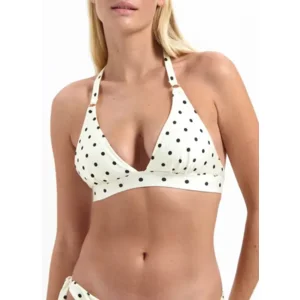 Cyell On Point triangelbikini in ivoor met zwarte polkadots