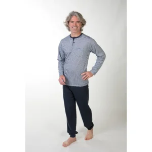 Perlina Pyjama Heren: Gary, Blauw, Interlock Brushed ( LINA.167 )