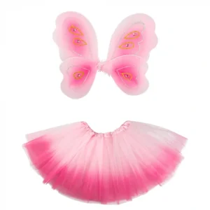 Feeën set voor meisjes - Roze fee set - Roze tutu en vleugels ( 33x38 cm )