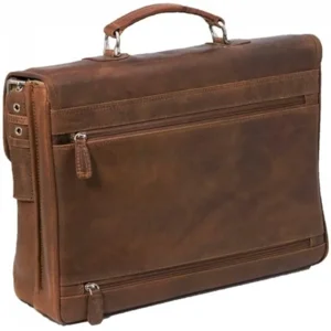 Plevier business 2-vaks laptoptas 15,6"  cognac