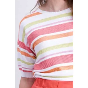 Signe Nature zomer pull: Gestreept, Koraal ( Signe.1380 )