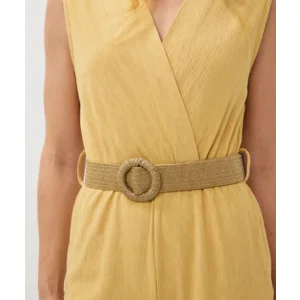 Esqualo Jumpsuit: Geel mouwloos, met riem ( ESQ.305 )
