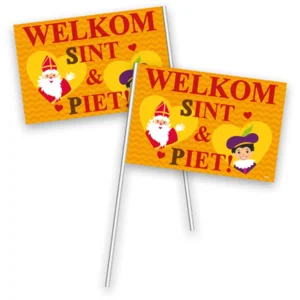 Zwaaivlaggetjes - Welkom Sint & Piet - 20x30cm - 1st.