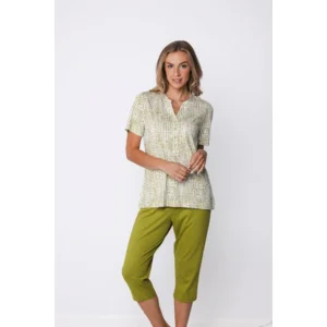 Pastunette Dames Pyjama: Groen, korte mouw - 3/4 broek ( PAS.175 )