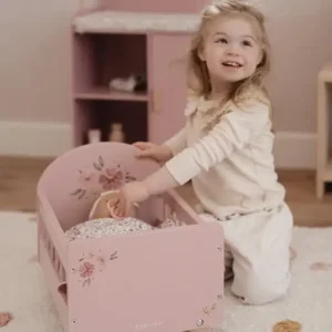 Poppenbed - Soft flowers - Met bekleding - Hout - 31,6x27,5x43cm