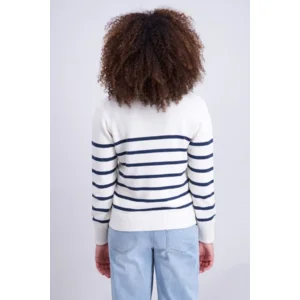 Signe Nature Pull: Lange mouw, gestreept, Ecru Navy ( SIGNE.1349 )