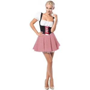 Kostuum - Dirndl - Jurk - Eva - Rood, zwart, wit - XXL