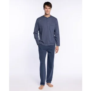 Punto blanco Pyjama Heren: blauw met motief, 100% Katoen ( PUN.79 )