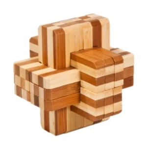 Puzzel - IQ puzzel - Bamboe - Blokkenkruis - 8.7x7.0x8.7cm