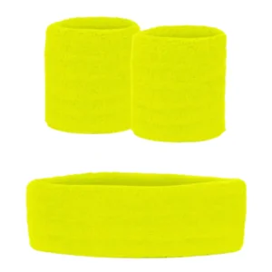 Zweetbandjes - Neon geel- Set - 3dlg.