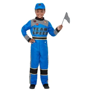 Kostuum - Formule 1 - Blauw - mt.140/152