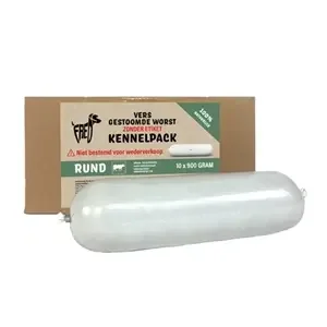Freds Gestoomd Vers Vlees Worst Kennelpack Rund Tarwe En Glutenvrij 10X900 gr