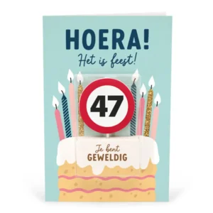 Kaart - Taartkaarsje - 47 jaar