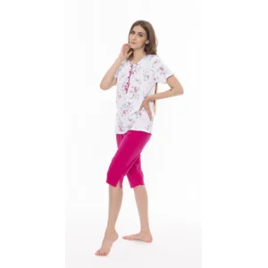 Gary Dames pyjama: Korte mouw / Capri broek, roze ( GARY.47 )