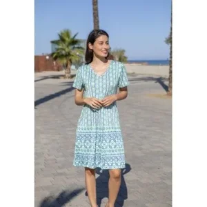 Mitjans Zomerkleed: Multicolor, groen, krote mouw ( MIT.83 )