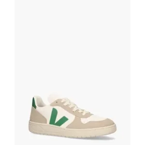 Veja V-10 Chromefree Leather Wit/Groen/Beige Herensneakers
