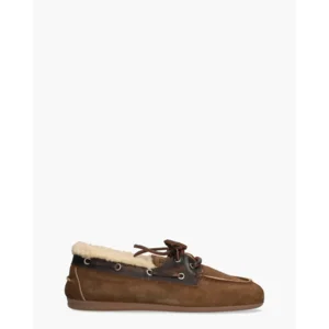 Posa Boat Loafer Brushed Fur Bruin Dames Veterschoenen
